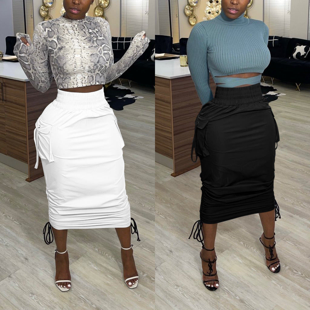 Strap Slim Pocket And Hip Skirt In Europe And America